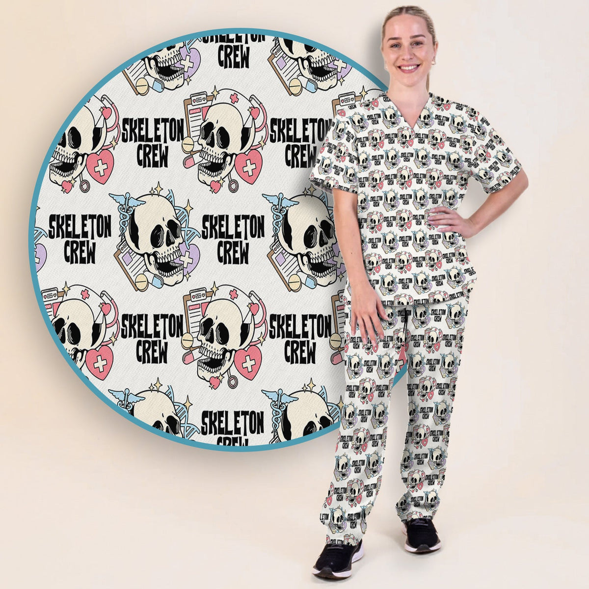 Skeleton Crew Nurse Scrub Set - Halloween Gift