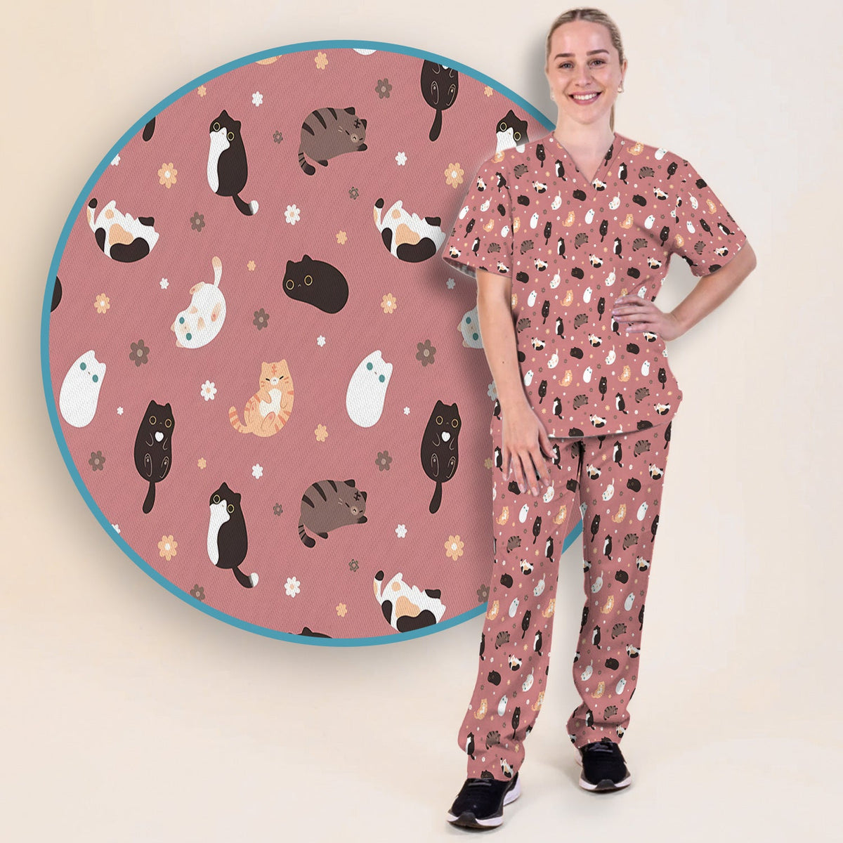 Adorable Kitty Nurse Scrub Set