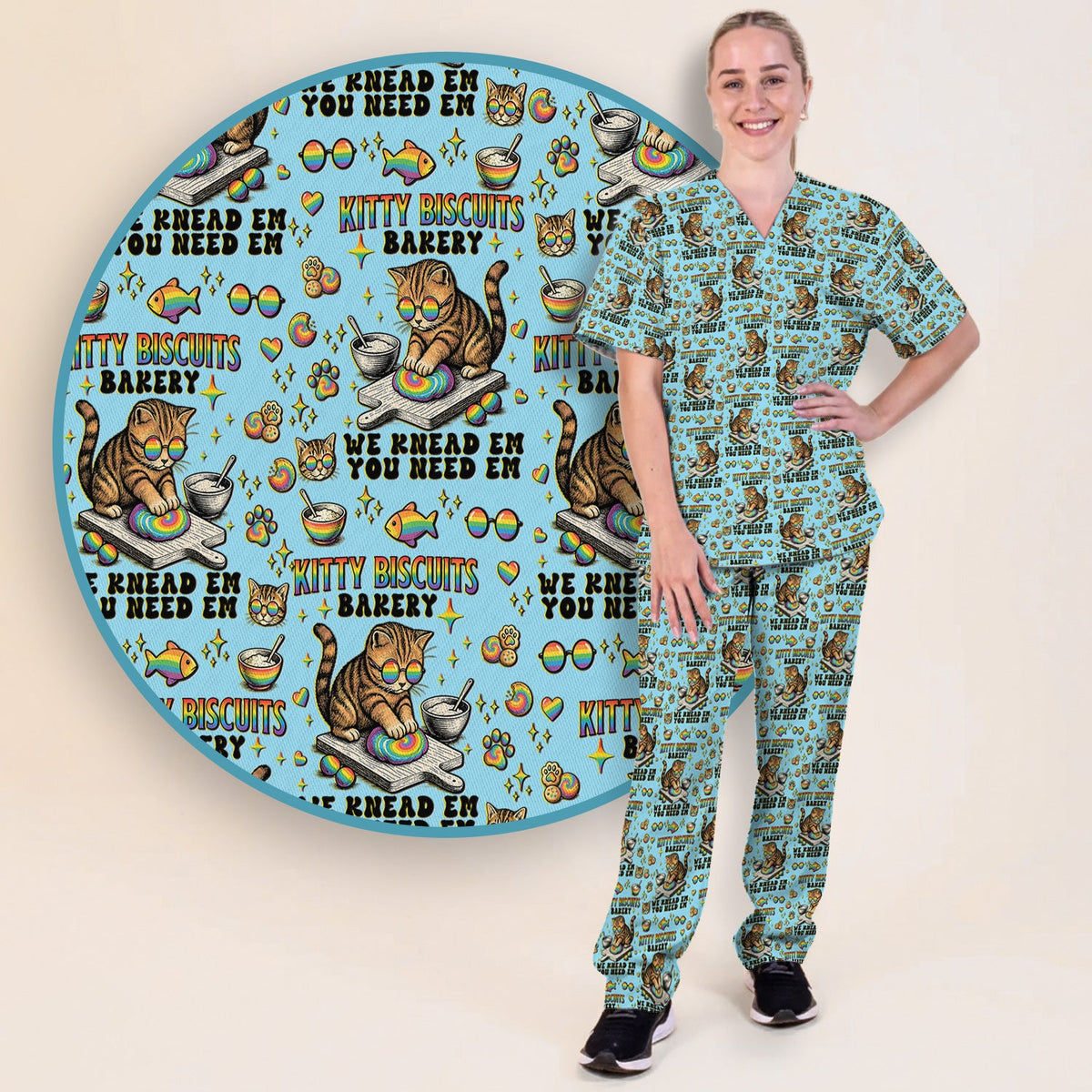 Pride Nurse Cat Baking Scrub Set