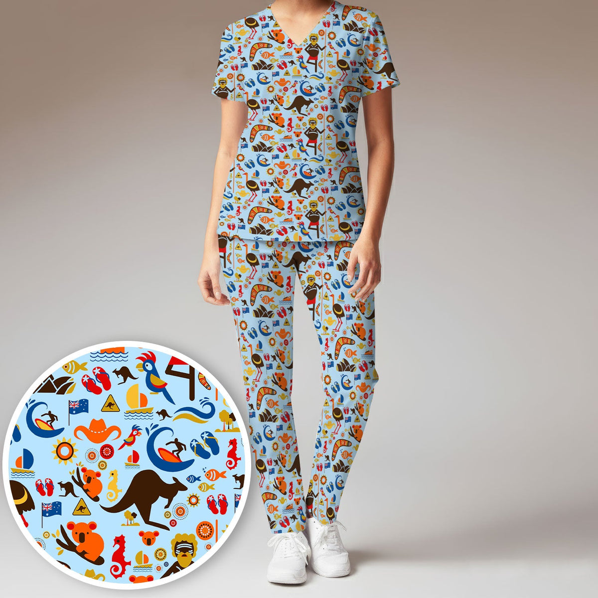 Indigenous Inspired Icon Nurse Scrub Set