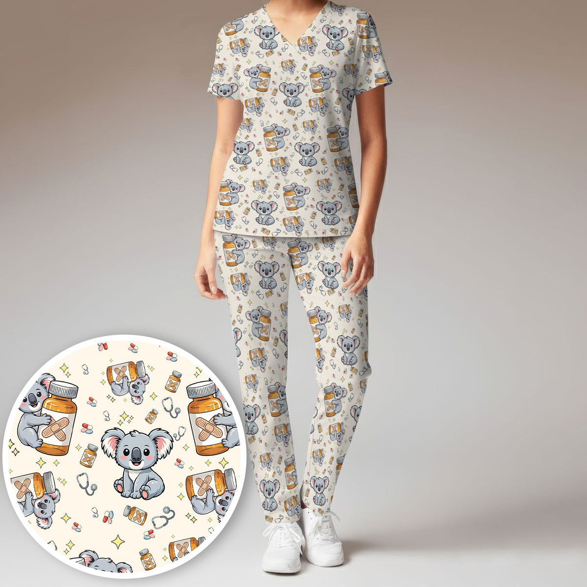 Koala Bandage Medicine Nurse Scrub Set