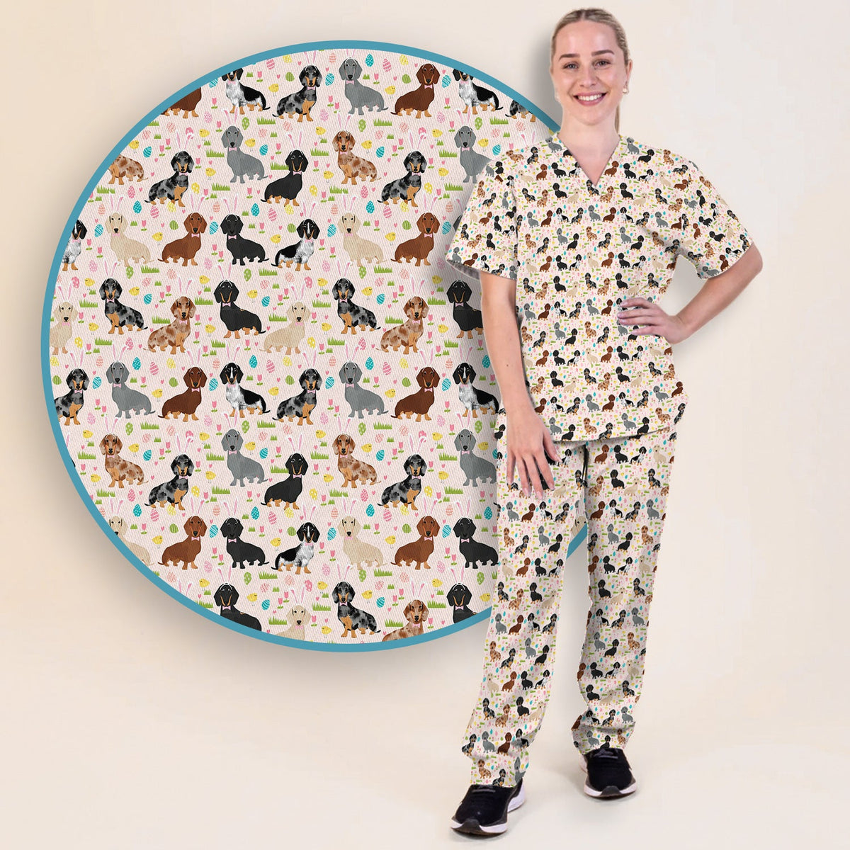 Dachshund Dog Nurse Scrub Set - Easter Gift