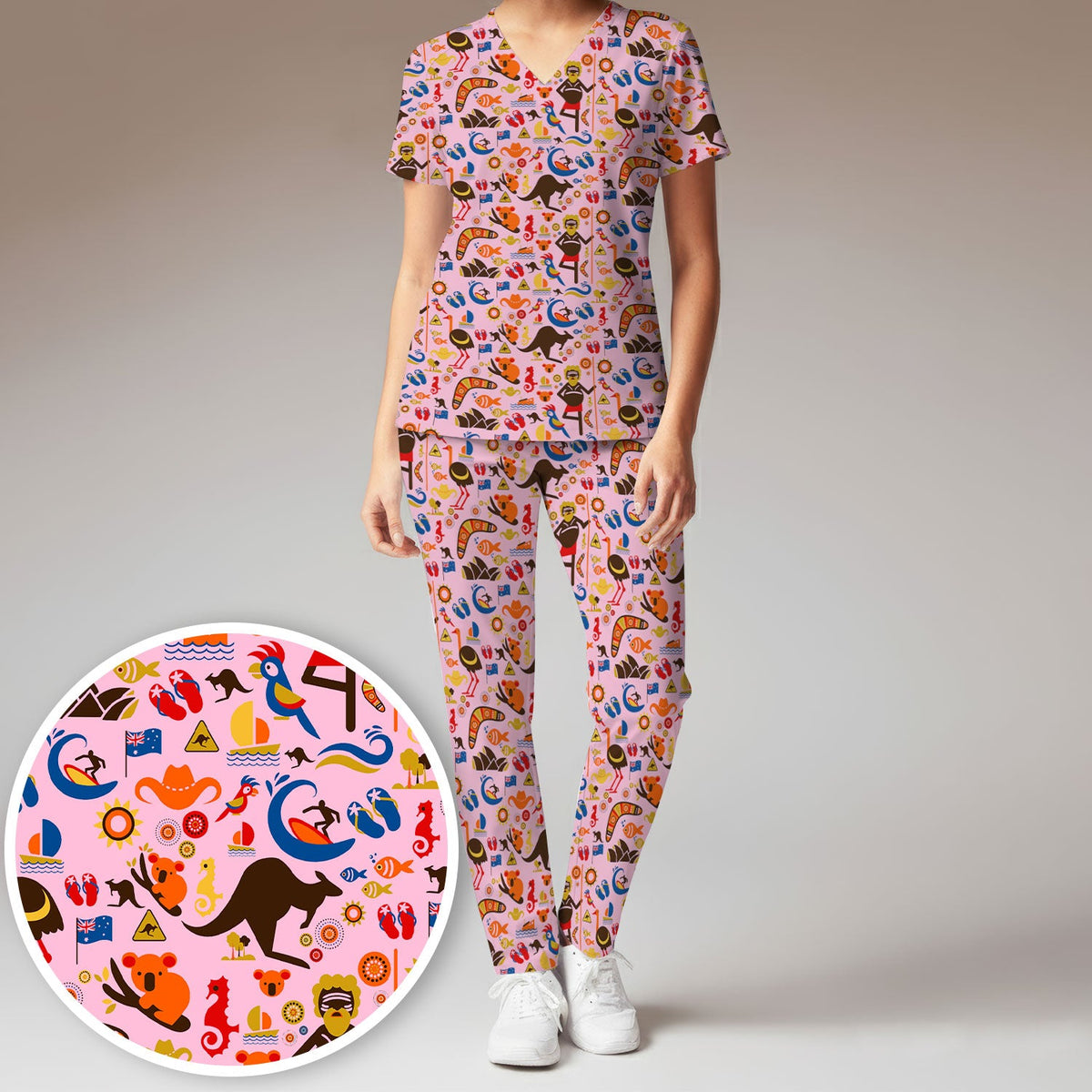 Indigenous Inspired Icon Nurse Scrub Set