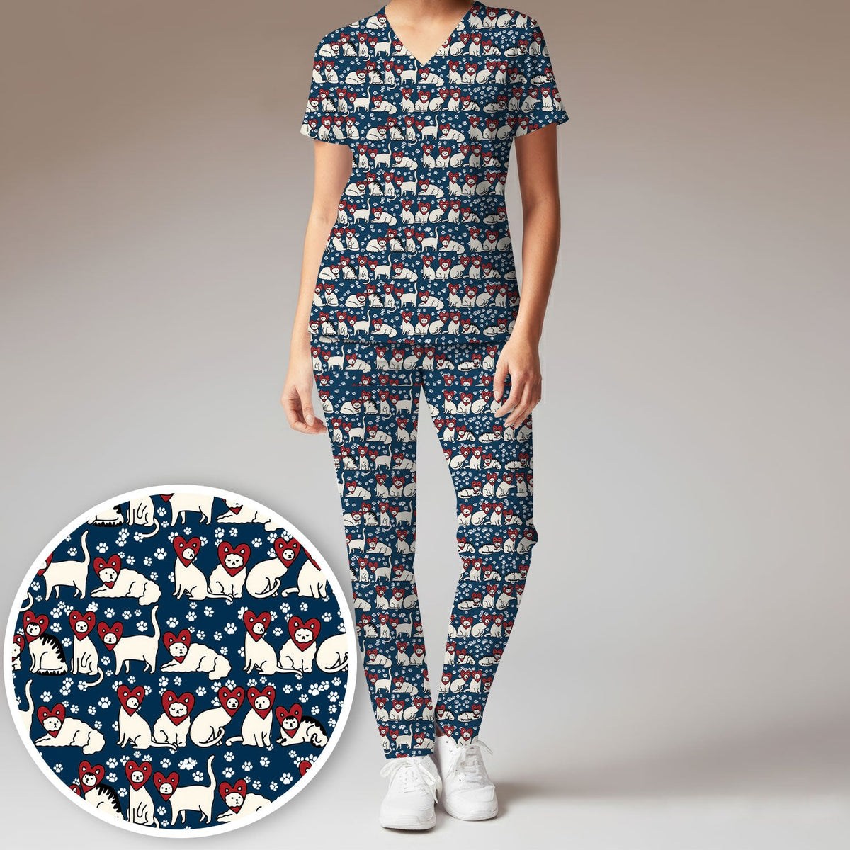 Cat Heart Nurse Scrub Set