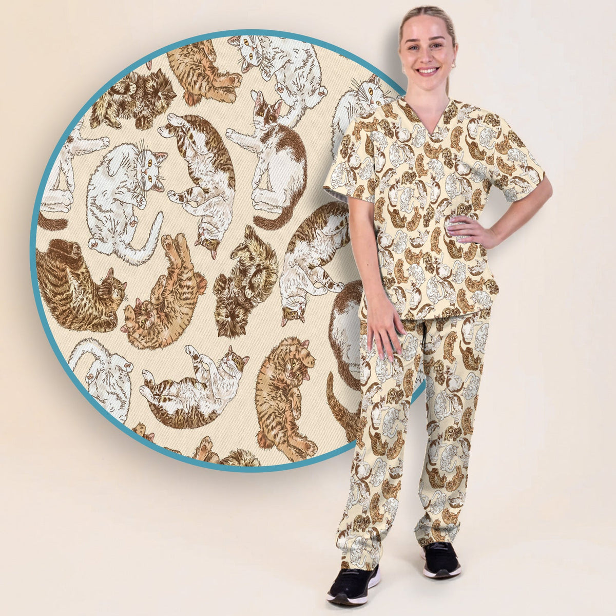 Lazy Cat Nap Nurse Scrub Set