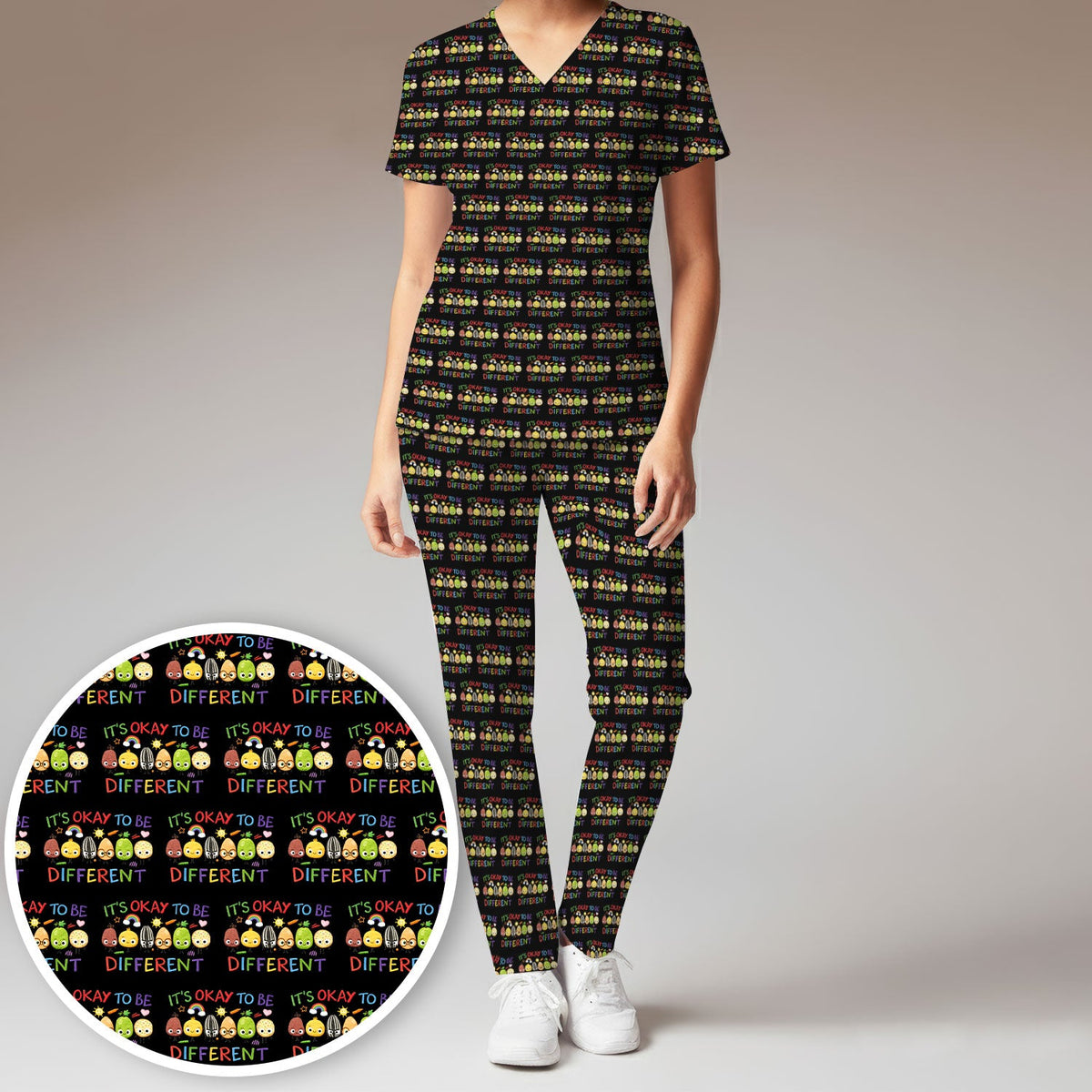 Autism Awareness It's OK To Be Different Nurse Scrub Set