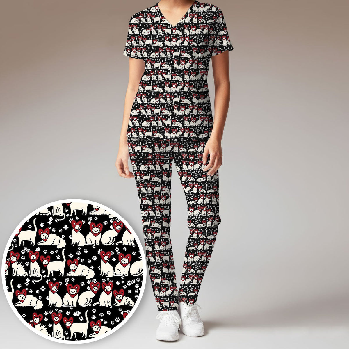 Cat Heart Nurse Scrub Set