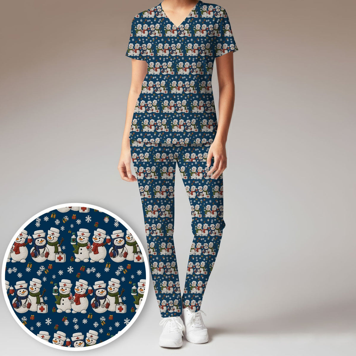 Snowman Nurse Scrub Set - Christmas Gift