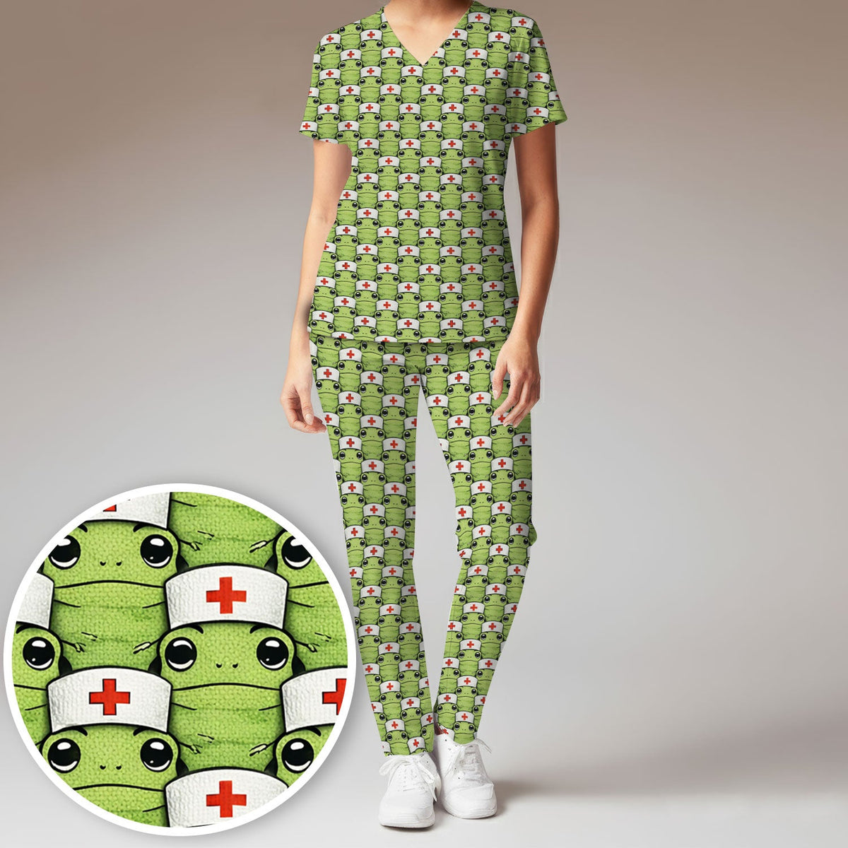 Green Frog Nurse Scrub Set