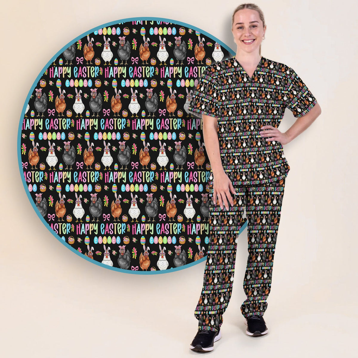 Bunny Eggs Nurse Scrub Sets - Easter Gift