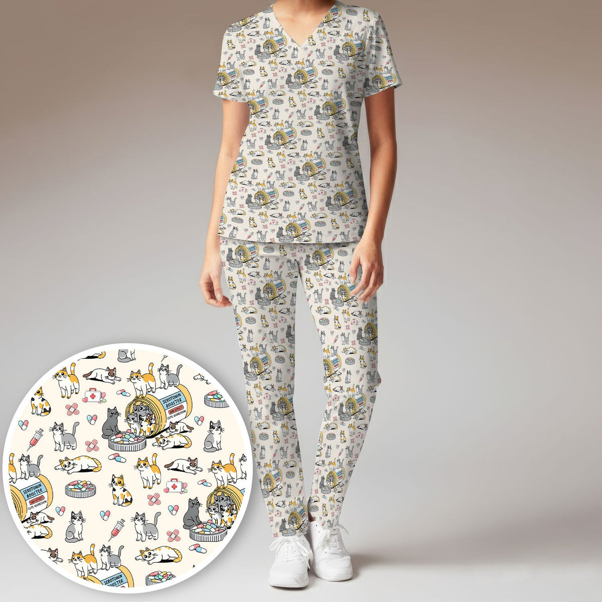 Cat Serotonin Booster Nurse Scrub Set