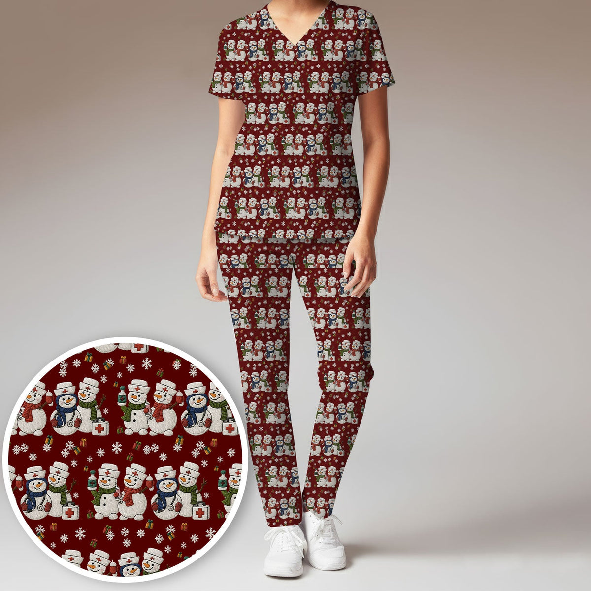 Snowman Nurse Scrub Set - Christmas Gift