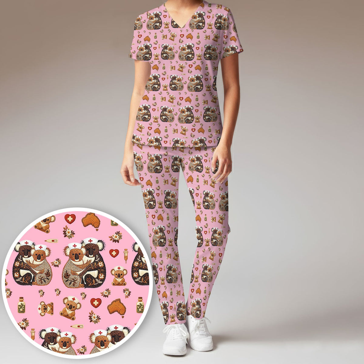 Koala Nurse Scrub Set - Valentines Day Gift
