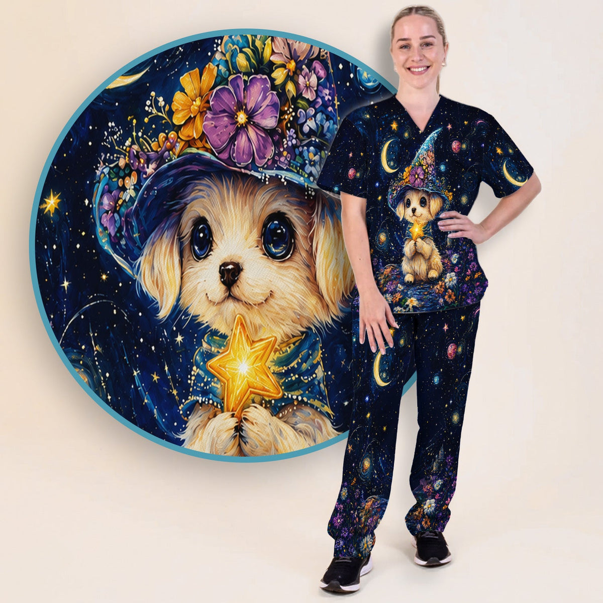 Puppy Wizard Nurse Scrub Set