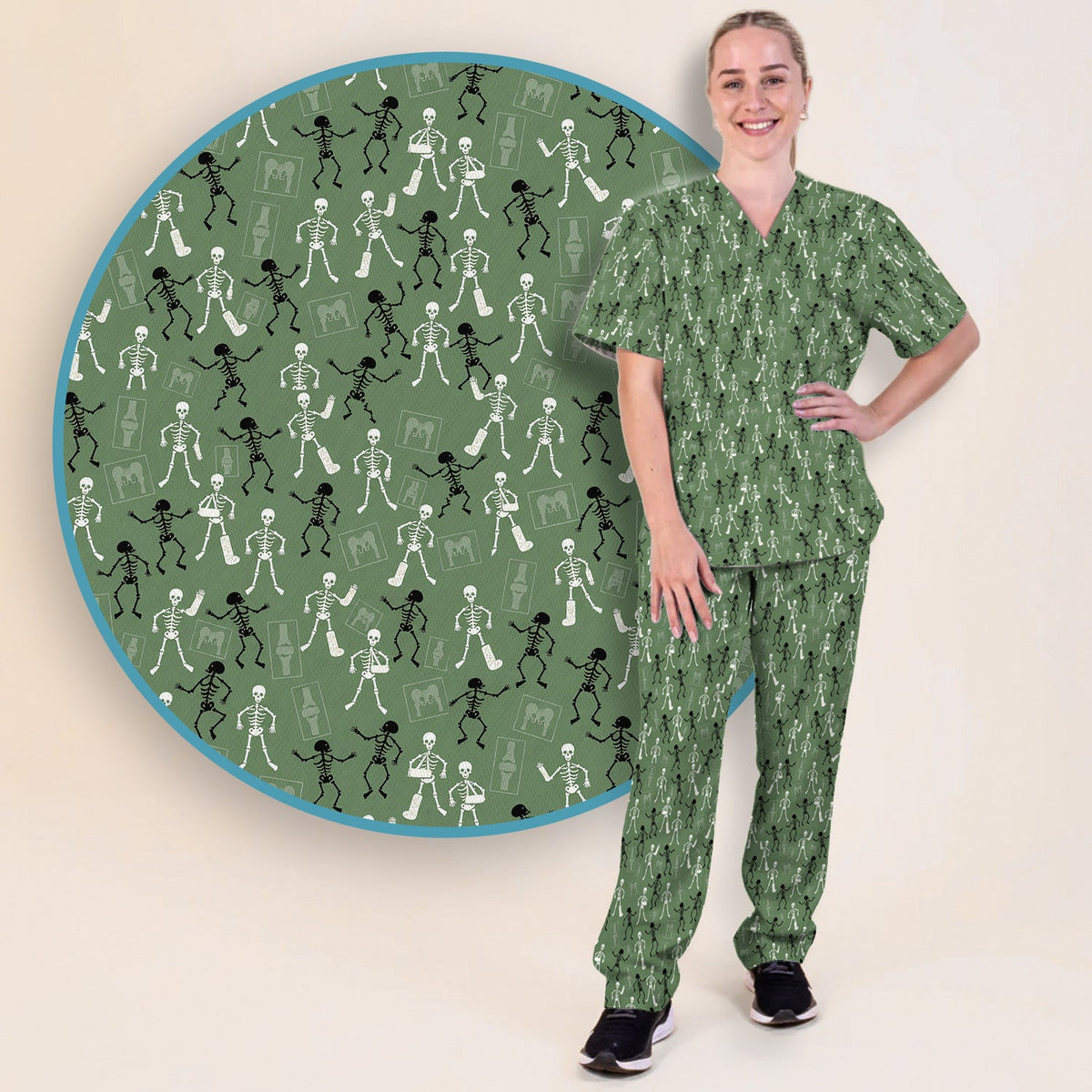 Orthopedic Skeleton Nurse Scrub Set - Halloween Gift