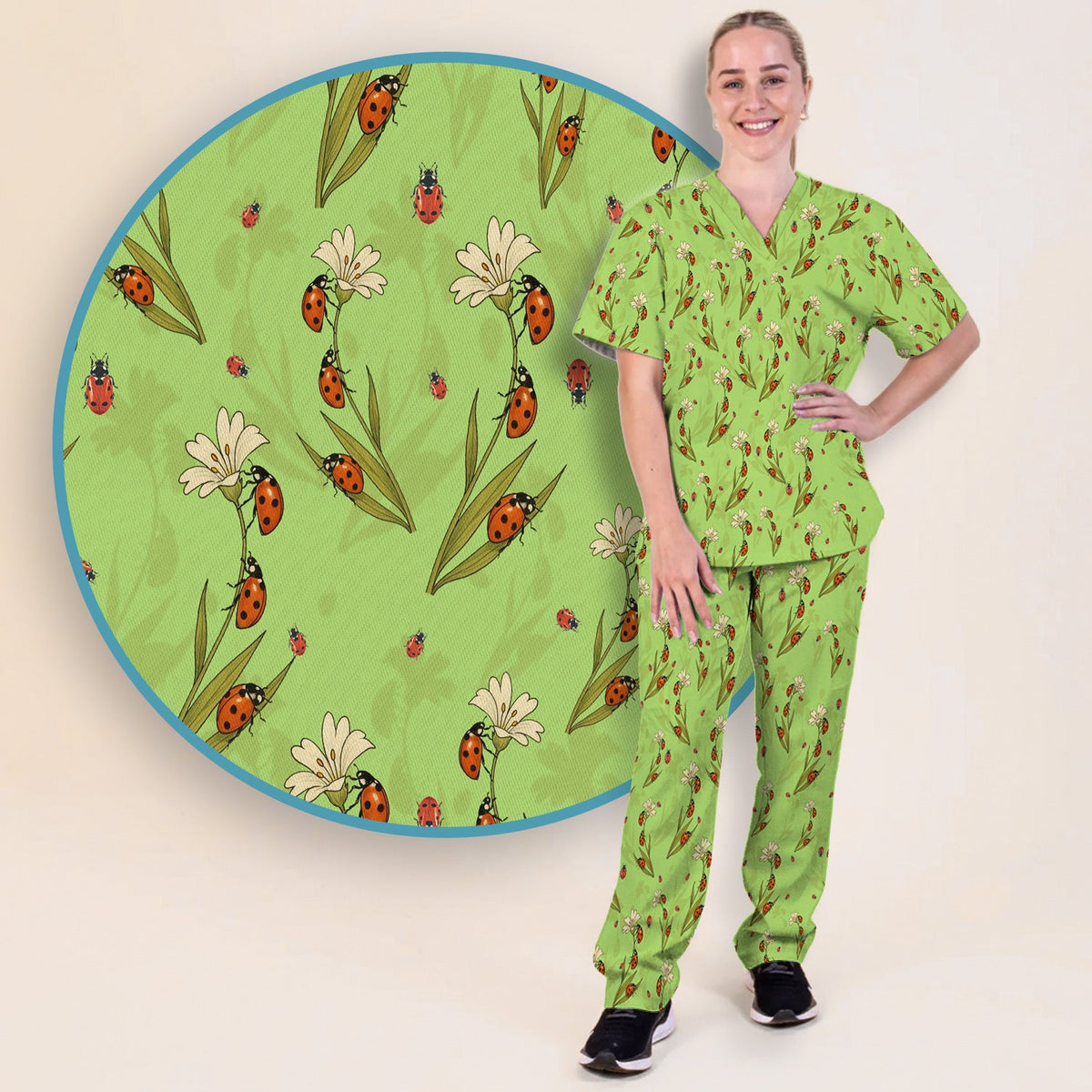 Fresh Daisy Ladybug Garden Nurse Scrub Set