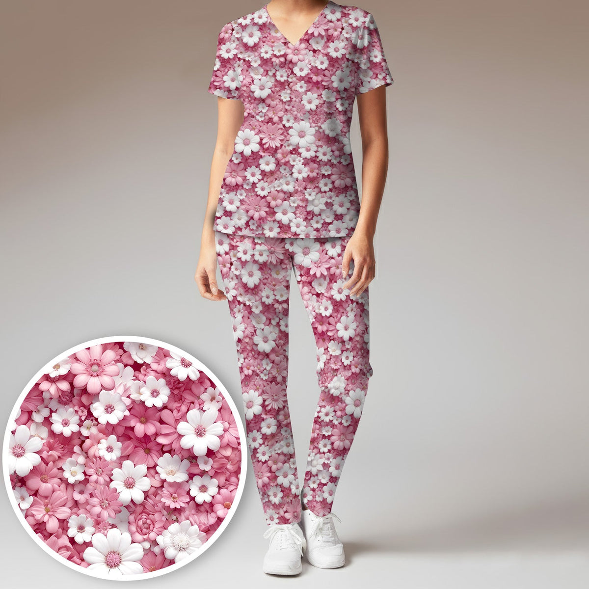 Daisy Flower Bloom Nurse Scrub Set