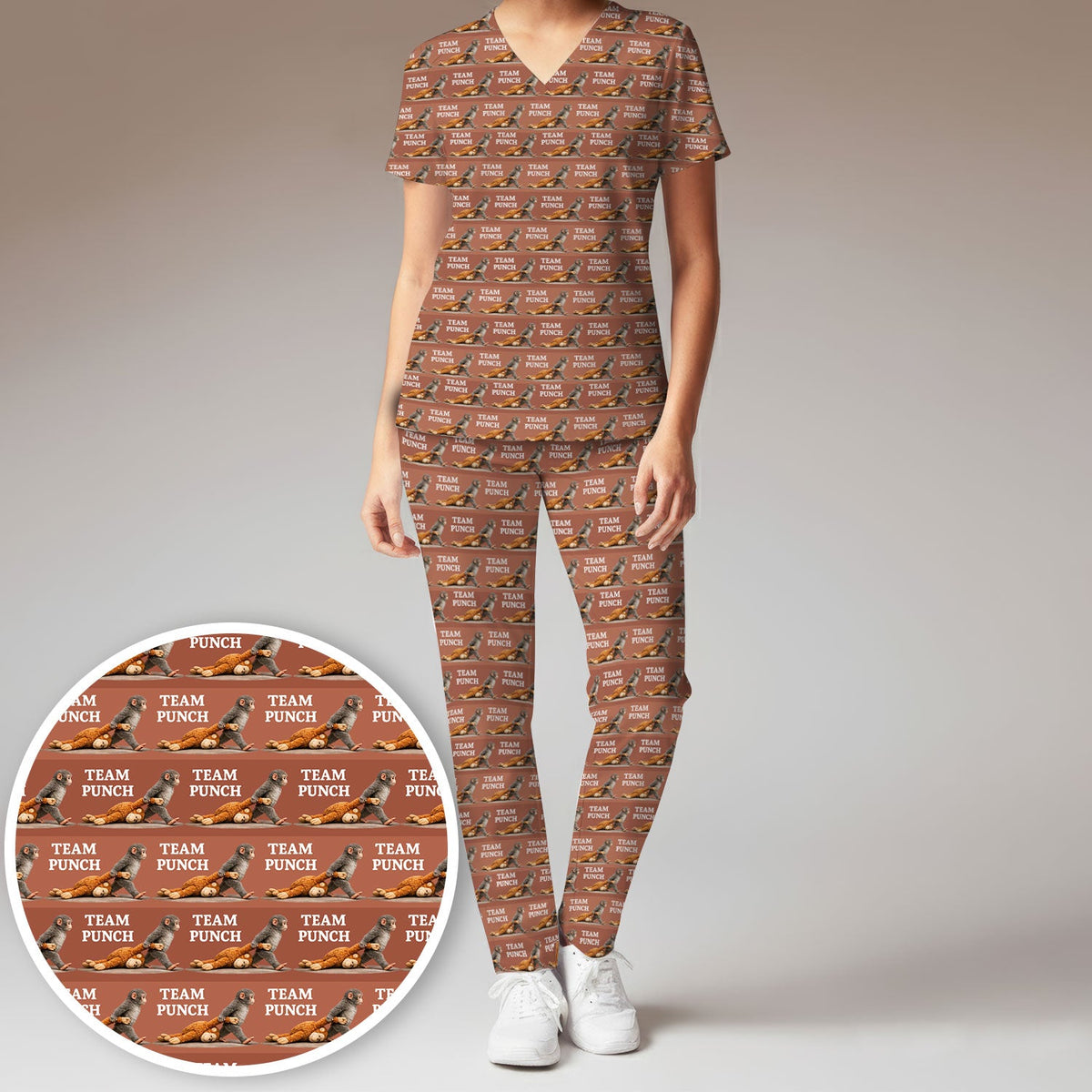 Team Punch Playful Monkey Nurse Scrub Set