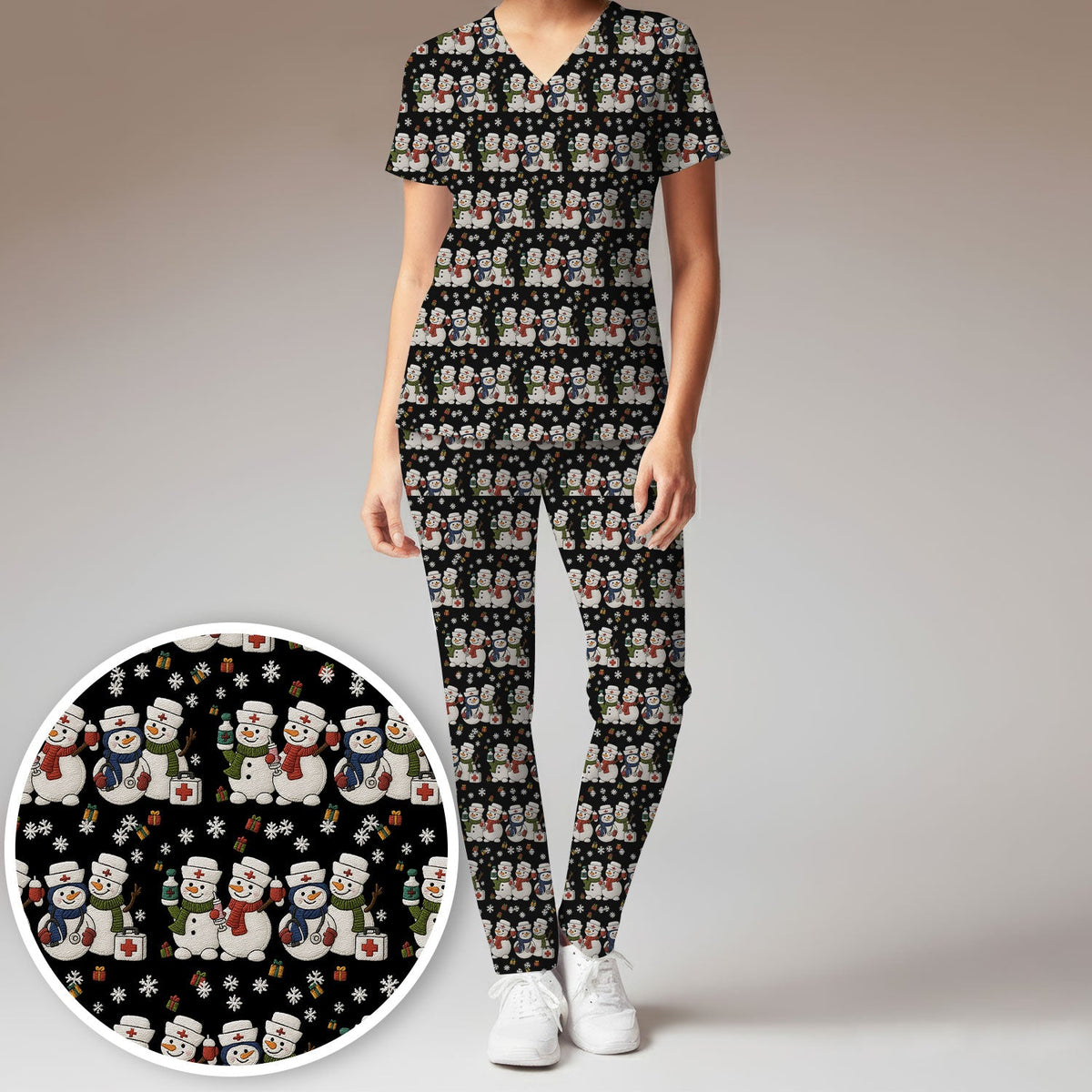 Snowman Nurse Scrub Set - Christmas Gift