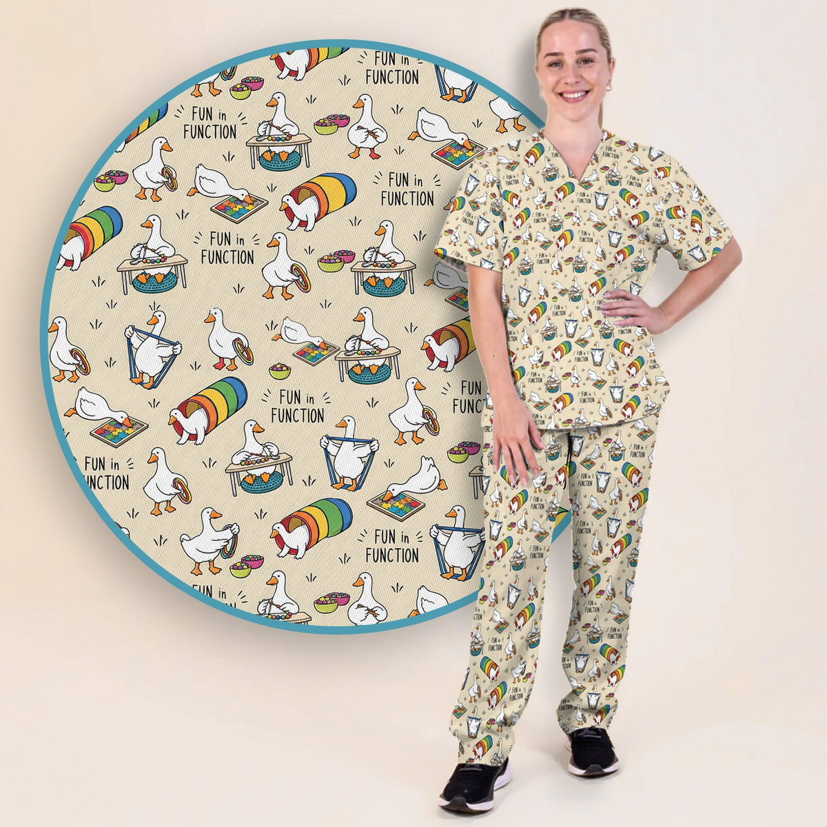 Fun In Function Occupational Therapy Duck Nurse Scrub Set
