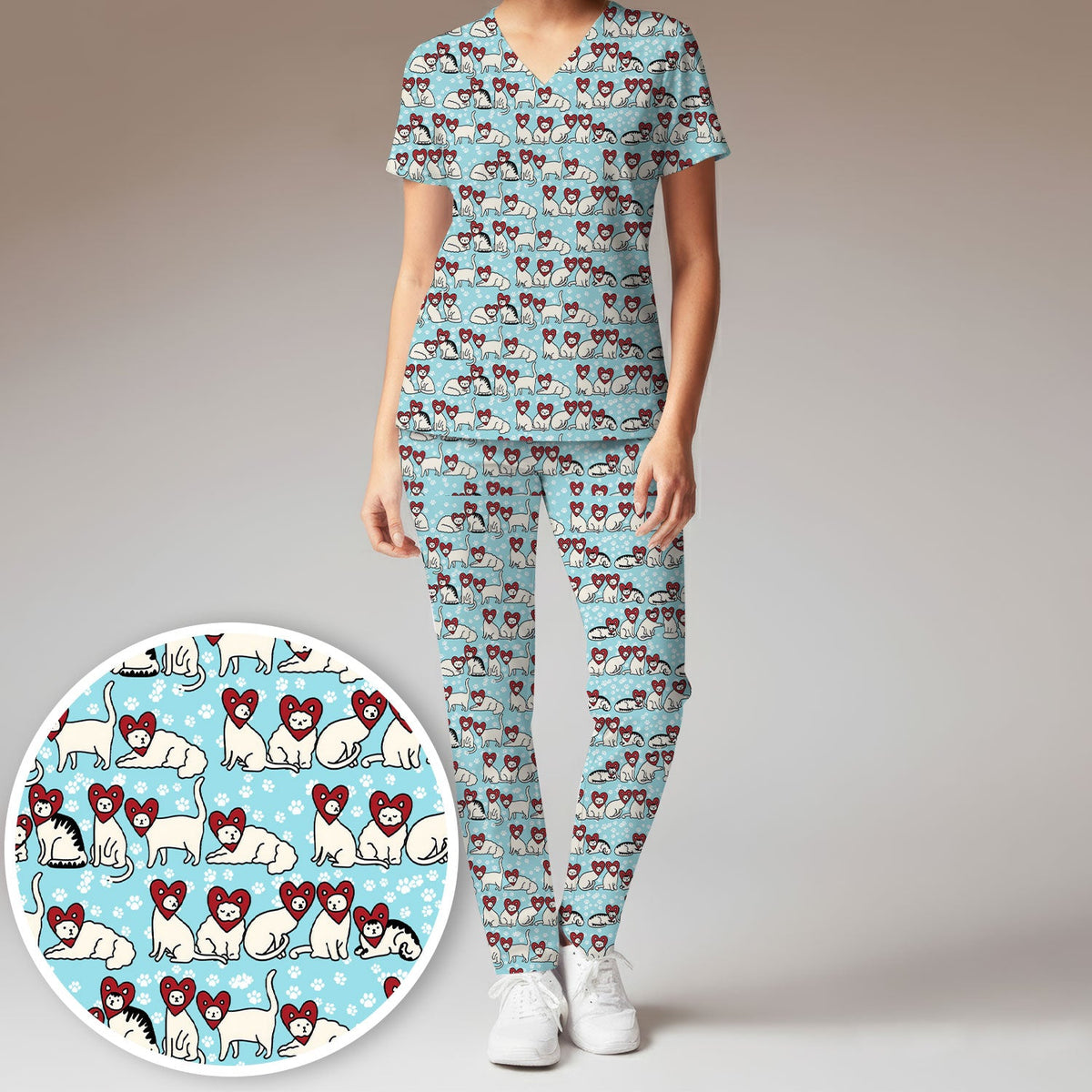 Cat Heart Nurse Scrub Set