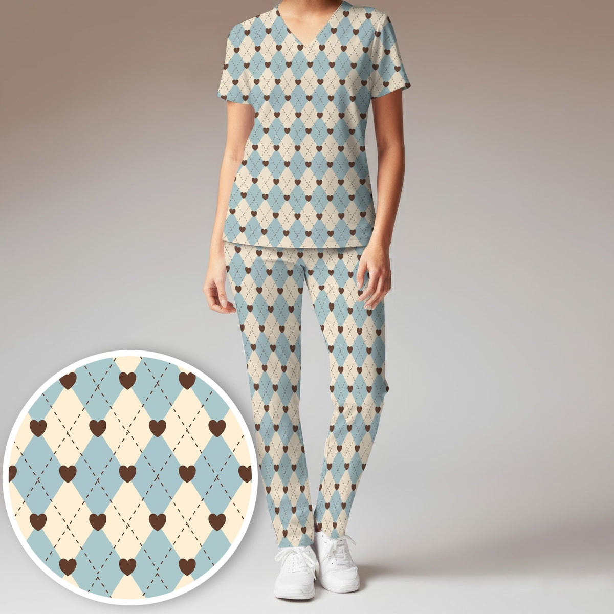 Plaid Heart Nurse Scrub Set