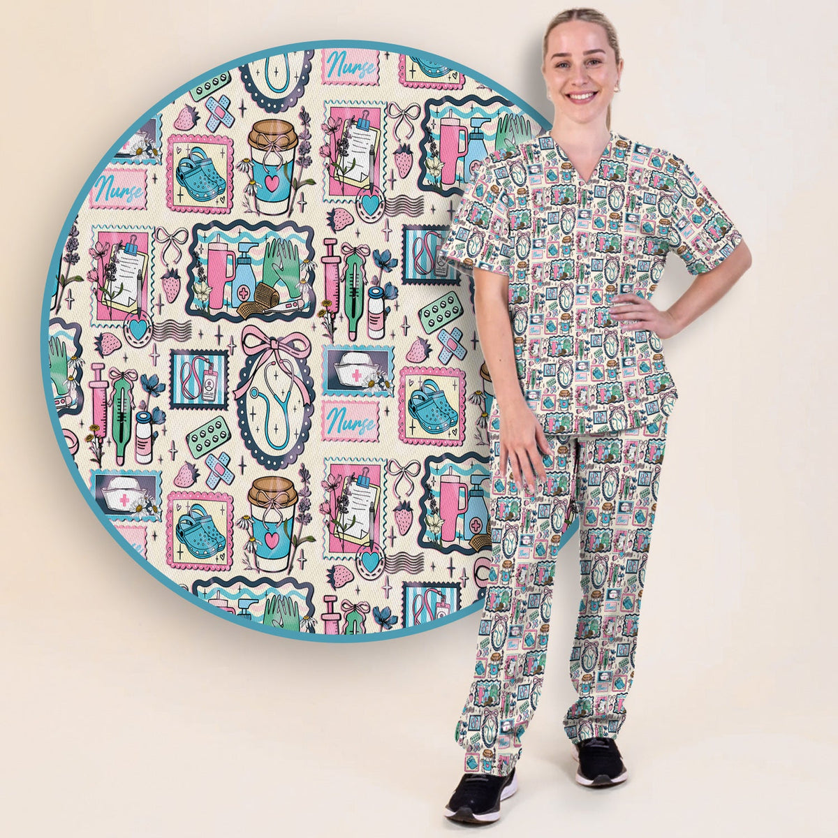 Stethoscope Syringe Frame Nurse Scrub Set