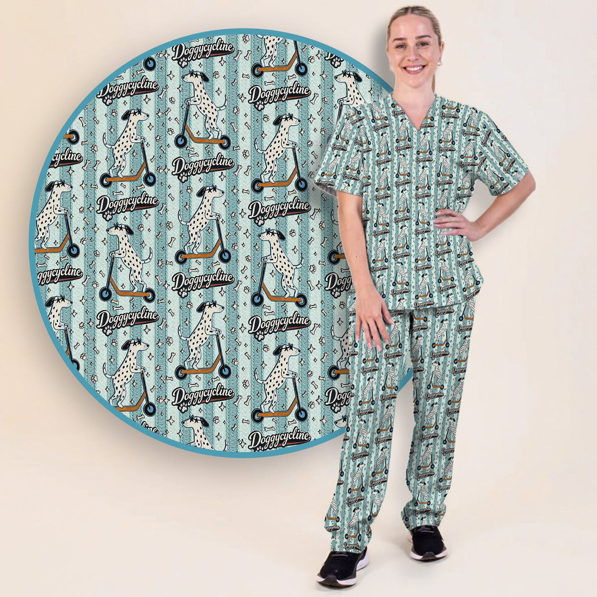 Veterinary Dalmatian Nurse Scrub Set