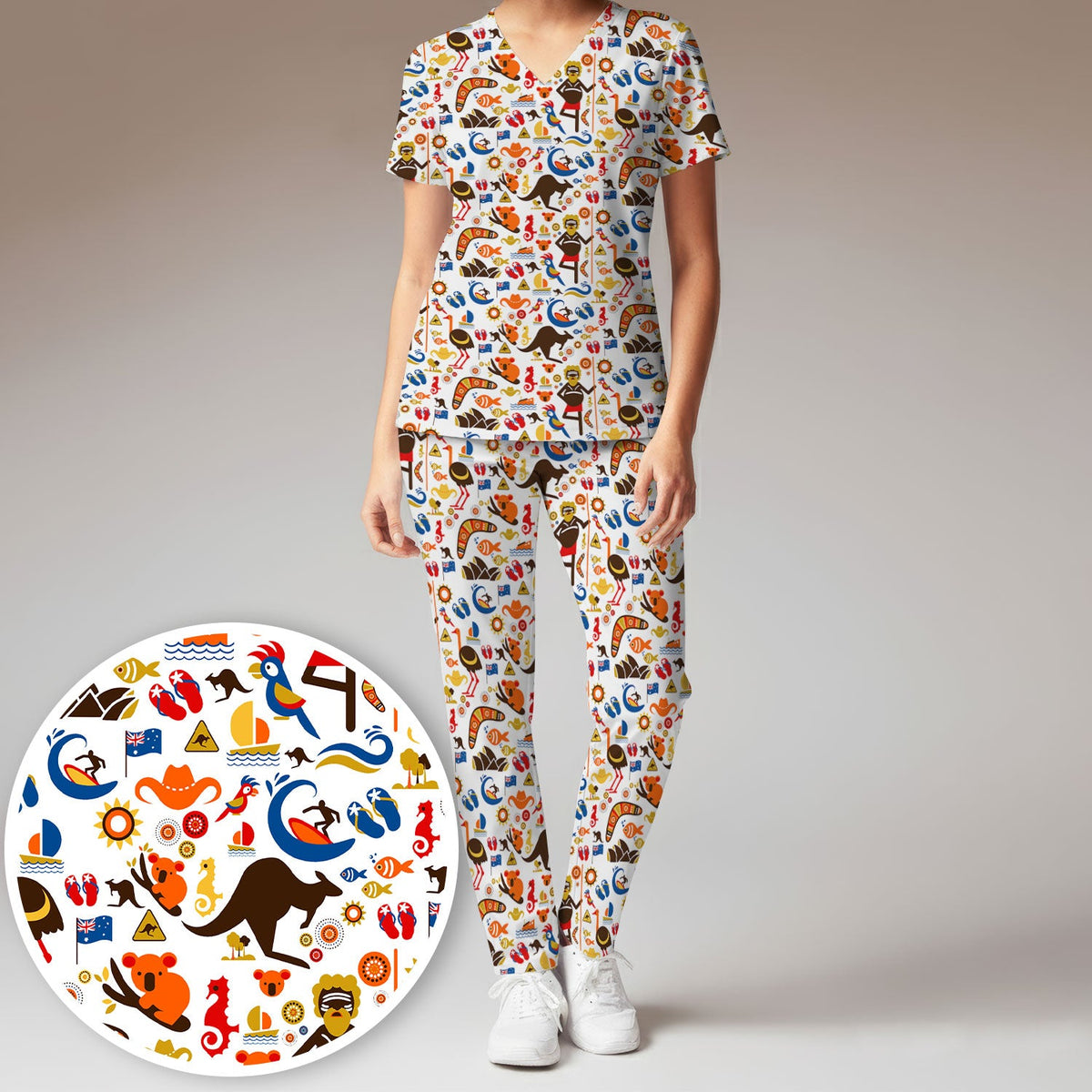 Indigenous Inspired Icon Nurse Scrub Set