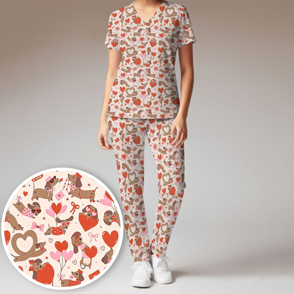 Dachshund Nurse Scrub Set - Valentines Day Gift
