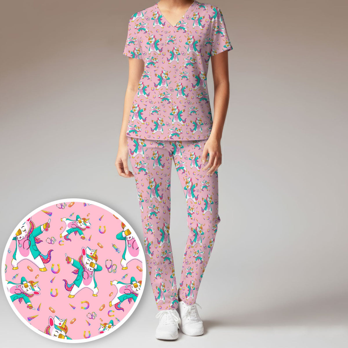 Unicorn Dance Nurse Scrub Set