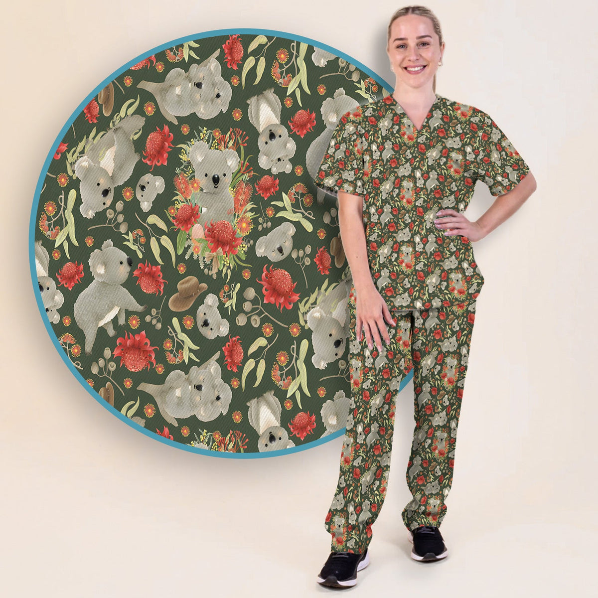 Koala Wildflower Nurse Scrub Set