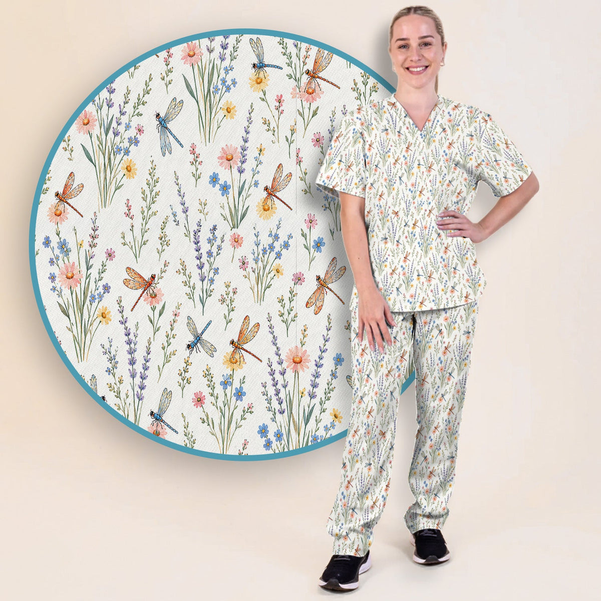 Dragonfly Wildflower Meadow Nurse Scrub Set