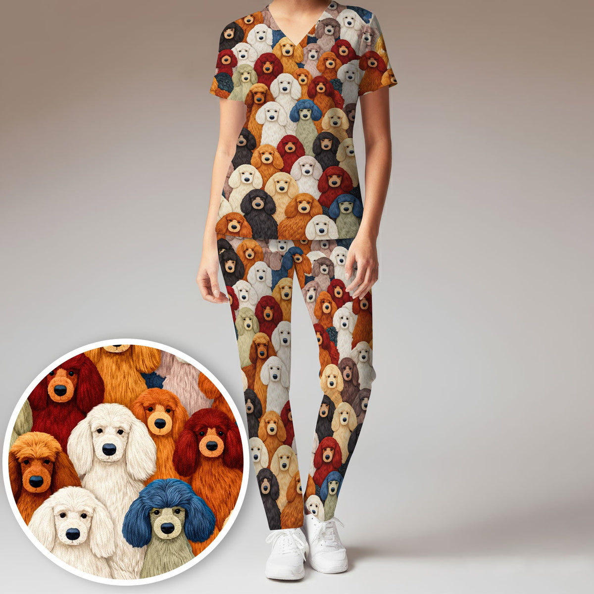 Poodle Dog Nurse Scrub Set