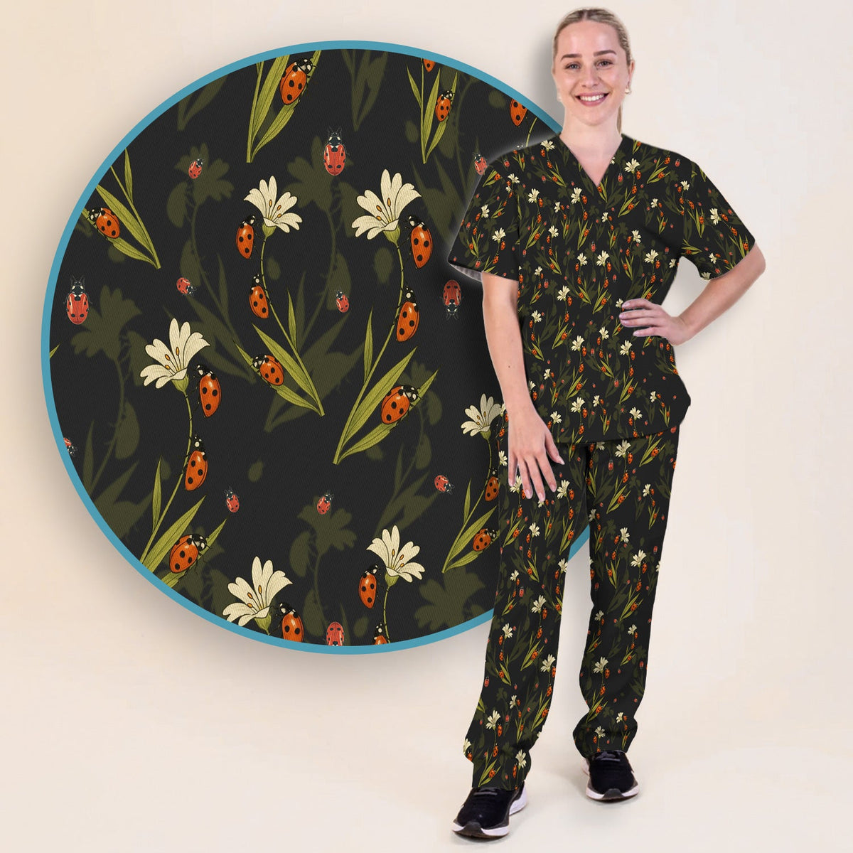 Fresh Daisy Ladybug Garden Nurse Scrub Set