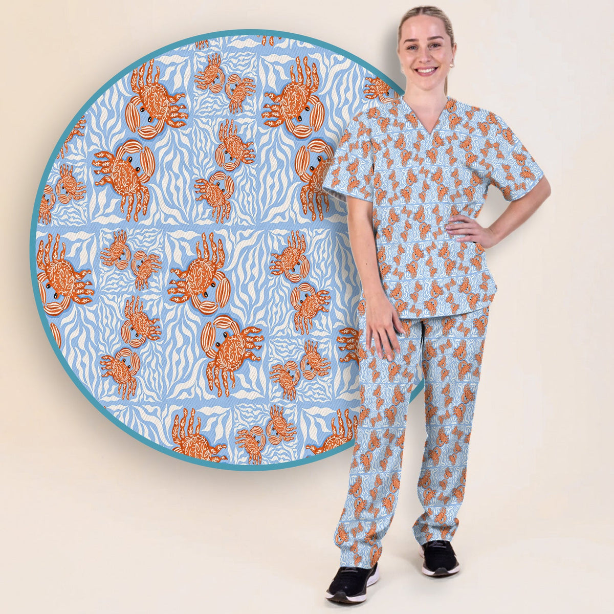 Coastal Crab Nurse Scrub Set