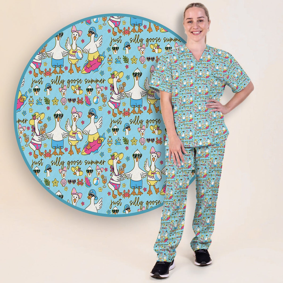 Silly Goose Summer Nurse Scrub Set