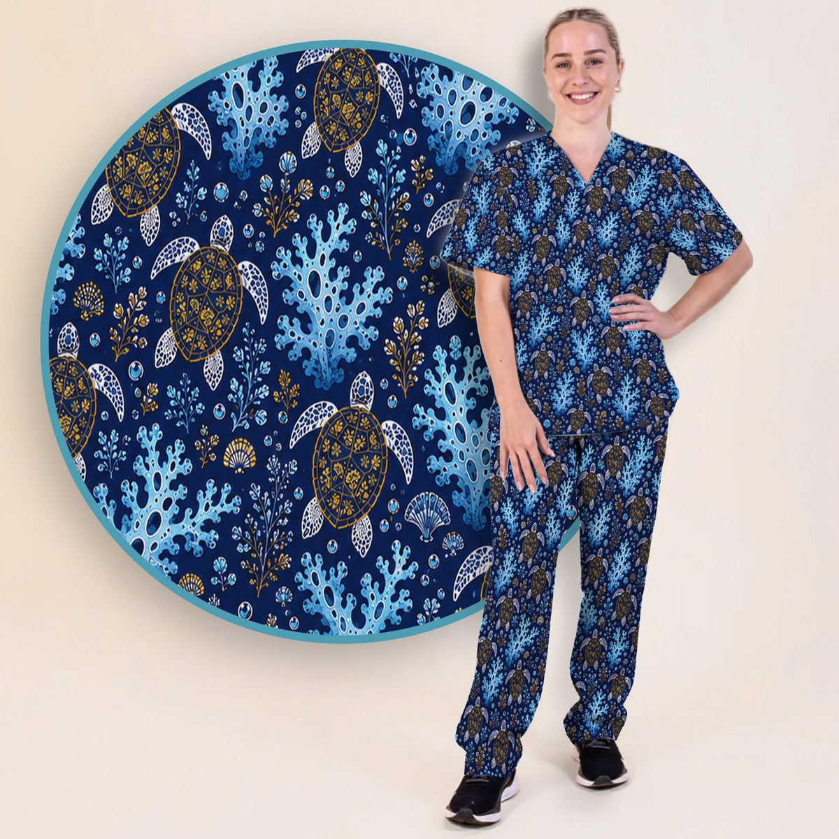 Ocean Turtle Coral Nurse Scrub Set