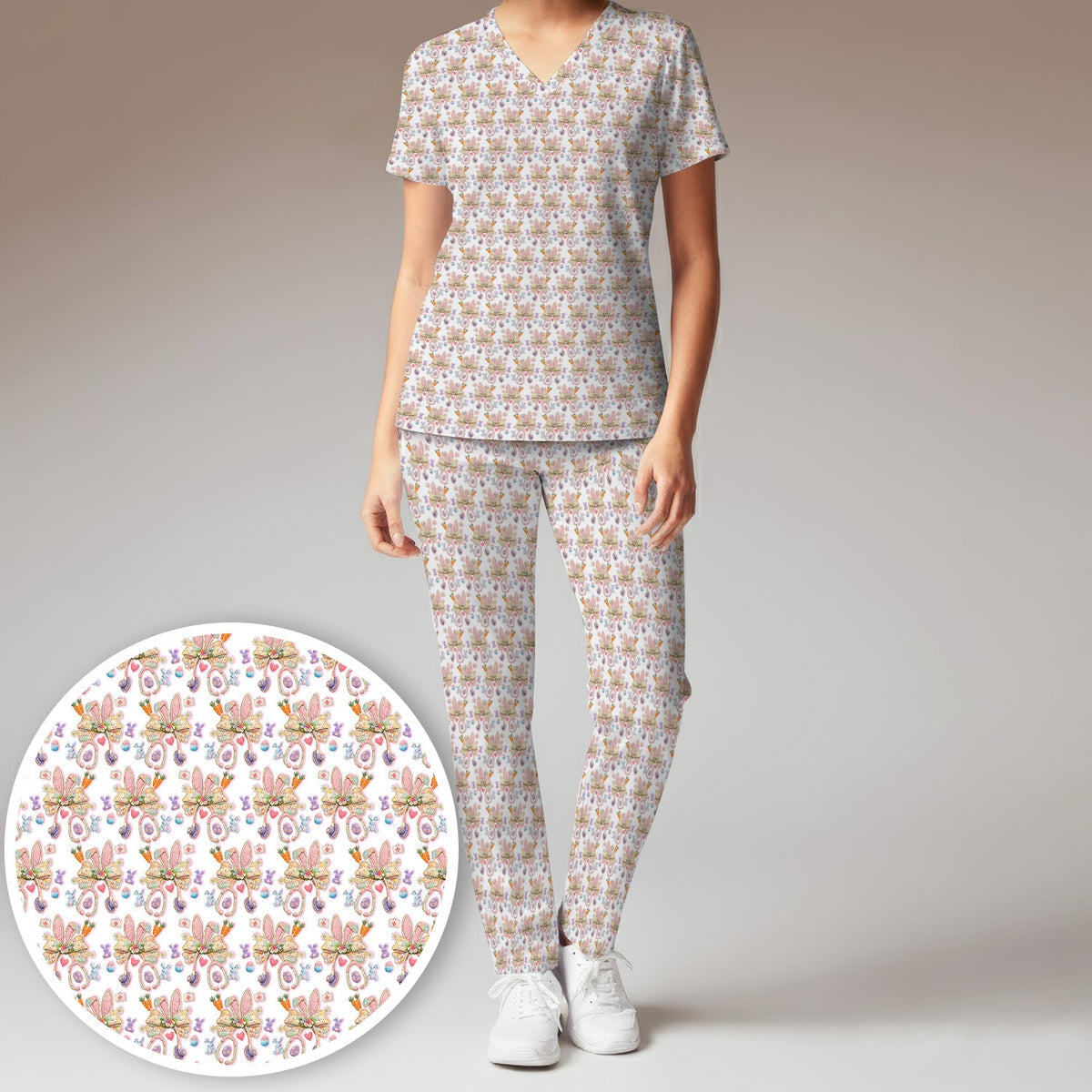 Bunny Stethoscope Nurse Scrub Set - Easter Gift