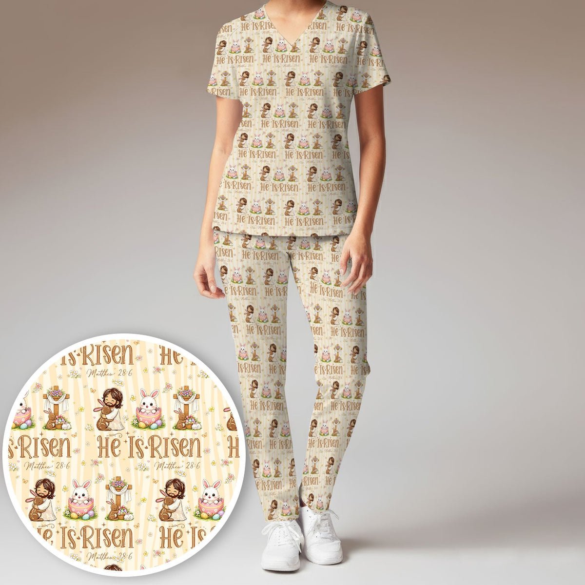 Risen Jesus Nurse Scrub Set - Easter Gift
