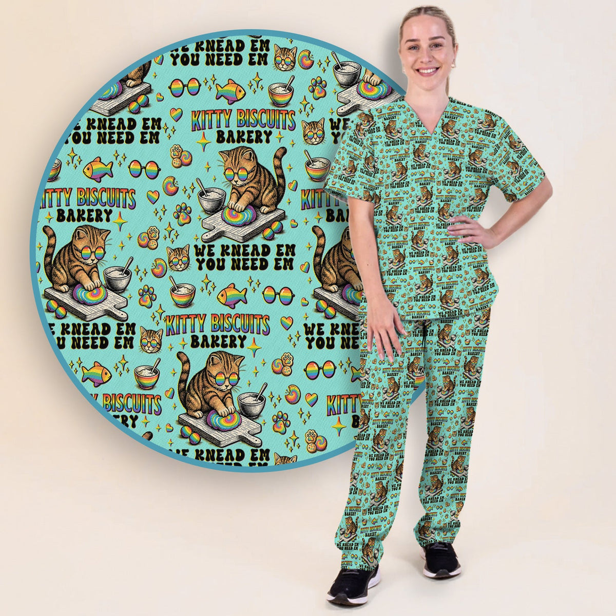 Pride Nurse Cat Baking Scrub Set