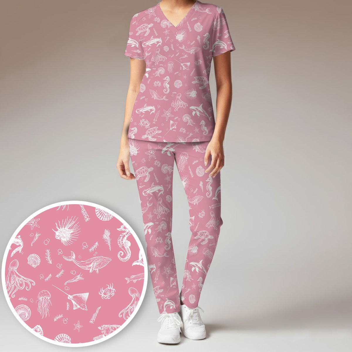 Marine Sea Life Nurse Scrub Set