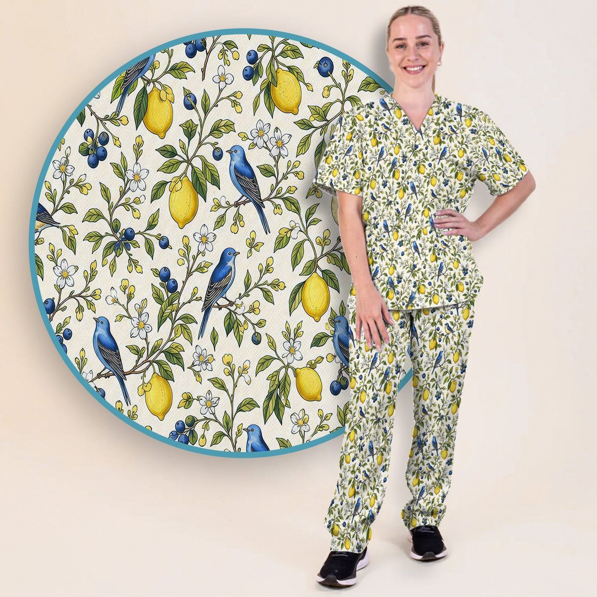 Bluebird Lemon Blossom Nurse Scrub Set