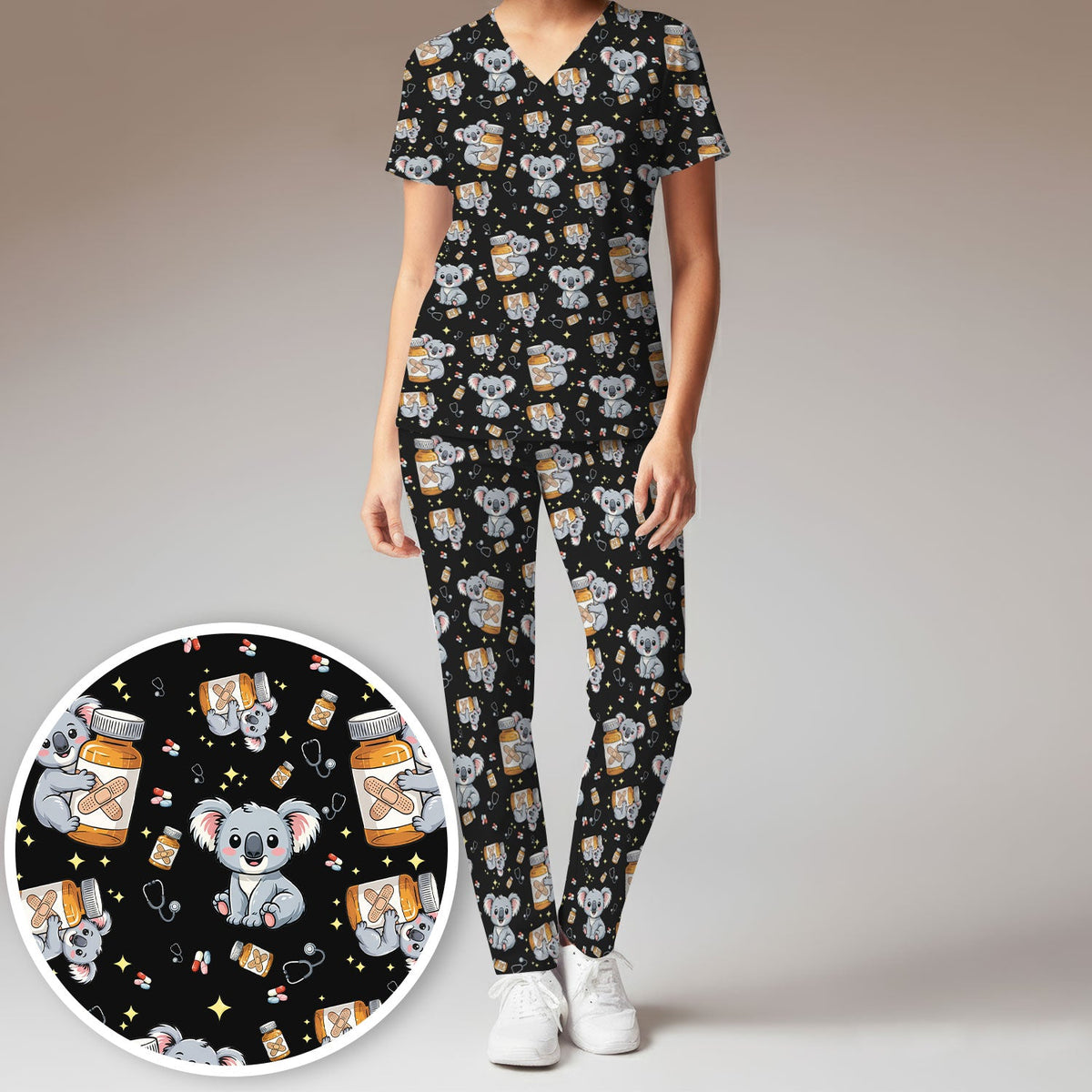 Koala Bandage Medicine Nurse Scrub Set