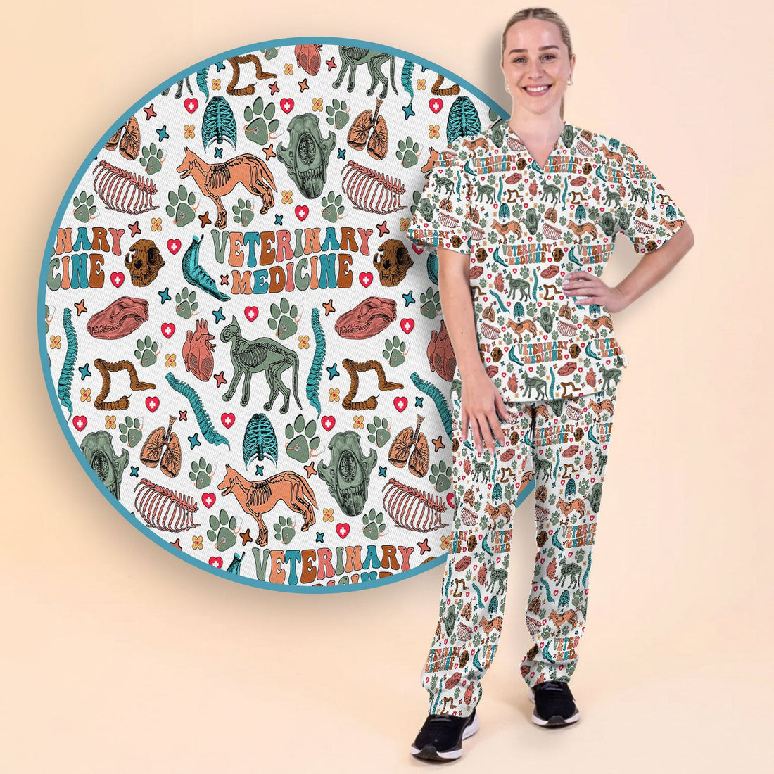Veterinary Medicine Animal Anatomy Nurse Scrub Set