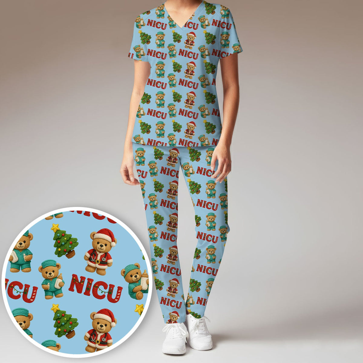 NICU Nurse Teddy Bear Scrub Set - Christmas Gift