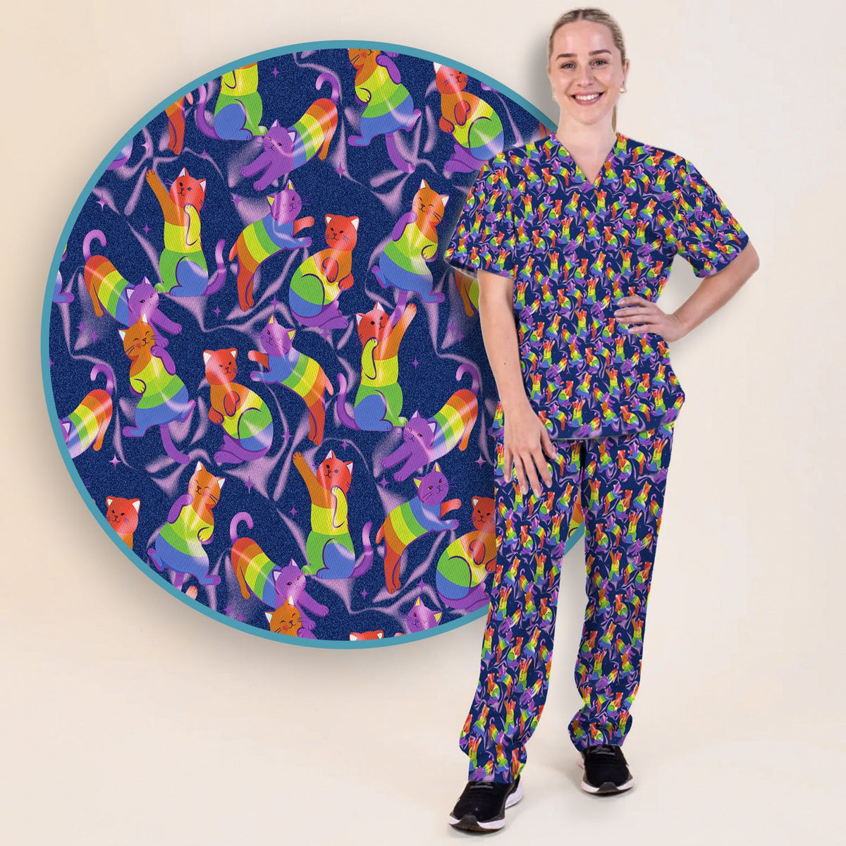 Rainbow Pride Cat Nurse Scrub Set