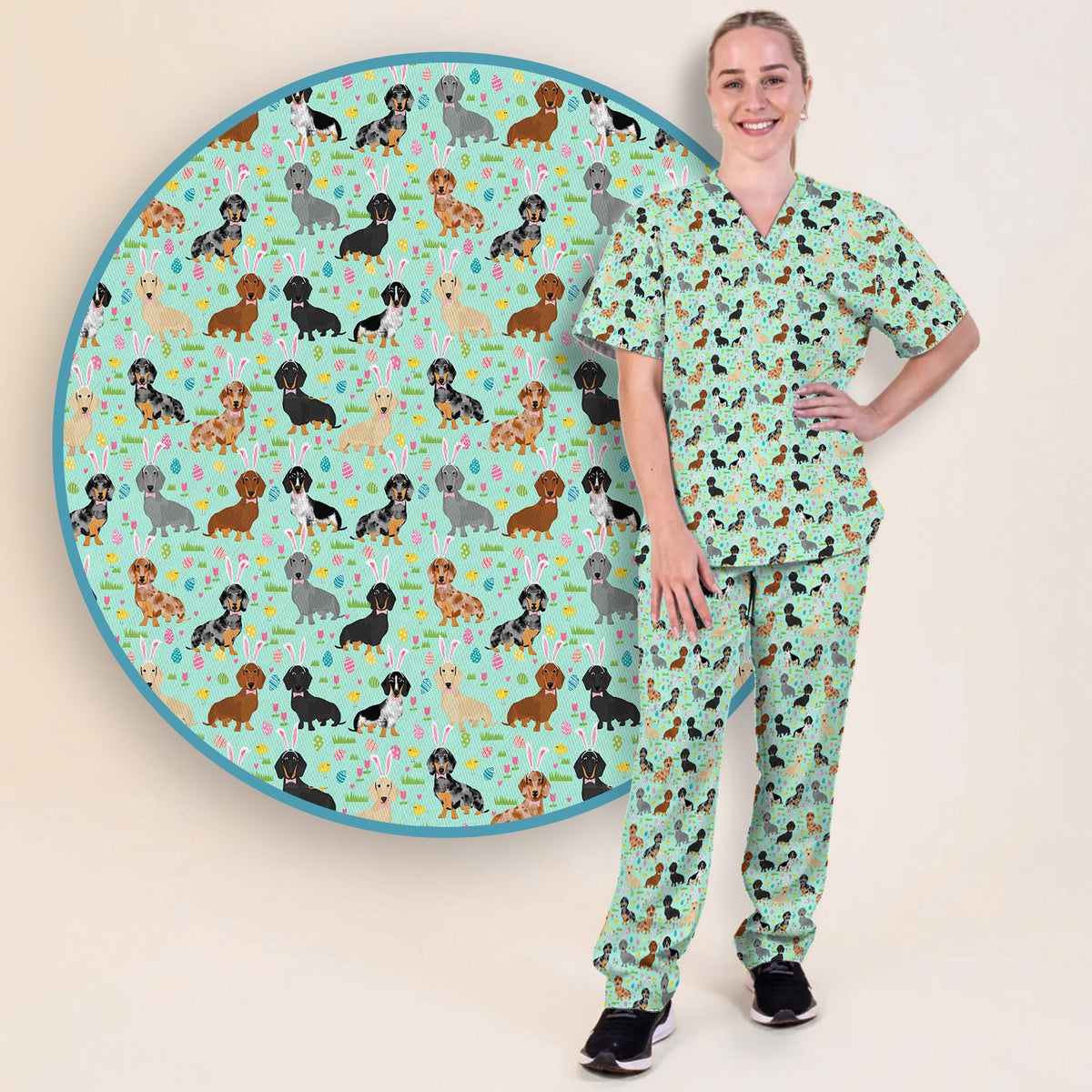 Dachshund Dog Nurse Scrub Set - Easter Gift