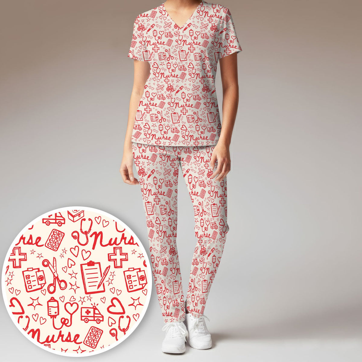 Heart Medical Nurse Scrub Set