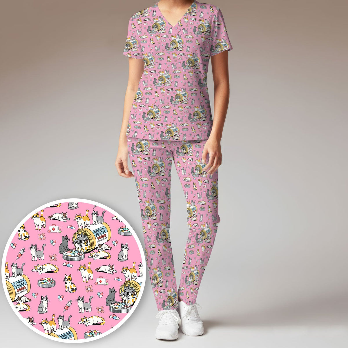 Cat Serotonin Booster Nurse Scrub Set